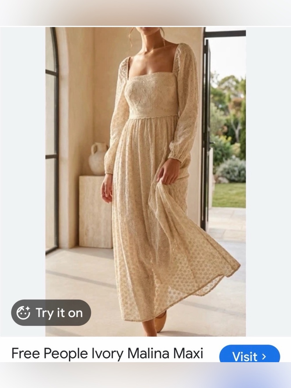 Free People Malina Maxi Dress in Ivory